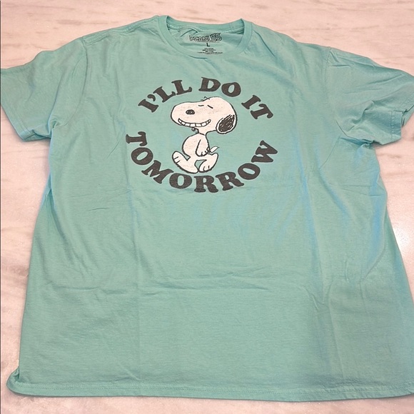 Peanuts Snoopy 'I'll Do It Tomorrow' T-Shirt - Light Blue / Teal - Picture 2 of 9